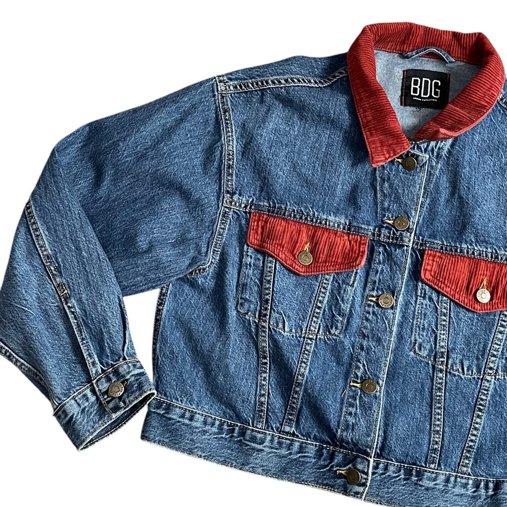 BDG Urban Outfitters Denim Jacket Crop Knit Back check measurements for size - Picture 4 of 9